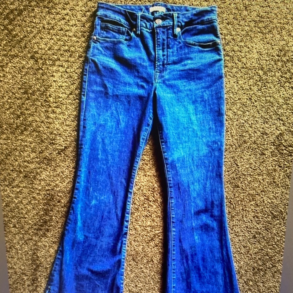Good American Electric Blue Flare Jeans